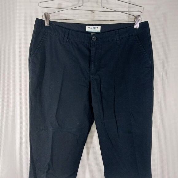 OLD NAVY! BLACK COTTON W/STRETCH CROPPED LENGTH, CUFFED PANTS, SLACKS! SZ 12 - Picture 5 of 11